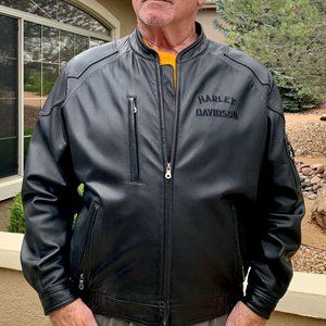 Harley Davidson Men's  XL Black Soft Leather Bomber Jacket